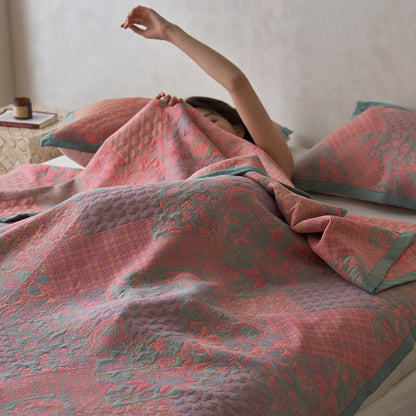 Cotton Gauze Quilt | 100% Organic Cotton | Floral Design, Multiple Sizes