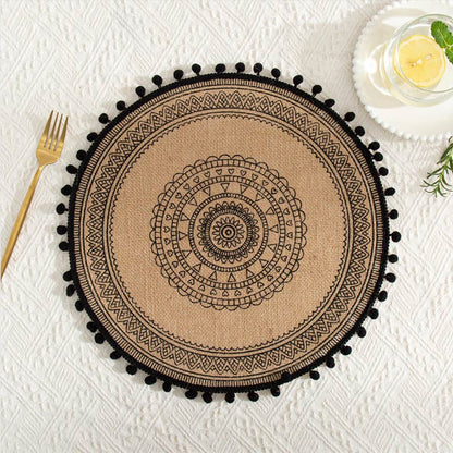 Table Mats | Woven Cotton Linen | Set of 3 | Black