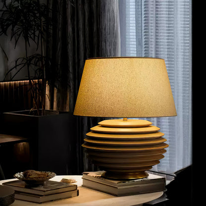 Cadence Table Lamp | Metal, Fabric, Wood | Grey Shade