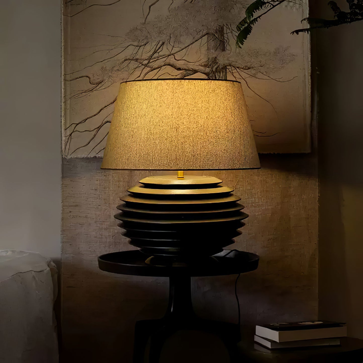 Cadence Table Lamp | Metal, Fabric, Wood | Grey Shade