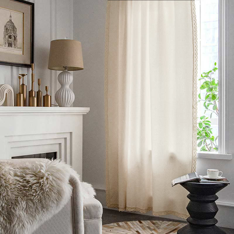 Cotton White Bohemian Curtain | Semi-Blackout with Tassel | 1 Piece
