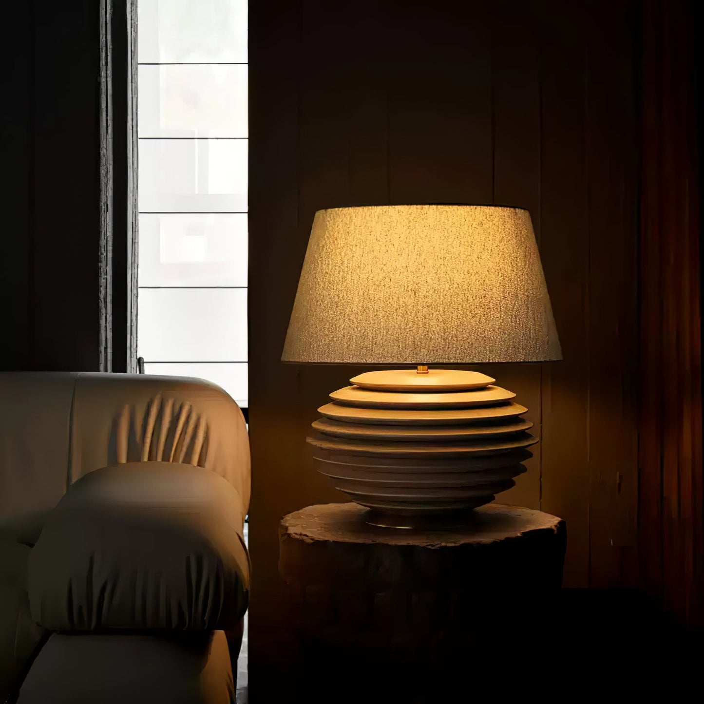 Cadence Table Lamp | Metal, Fabric, Wood | Grey Shade