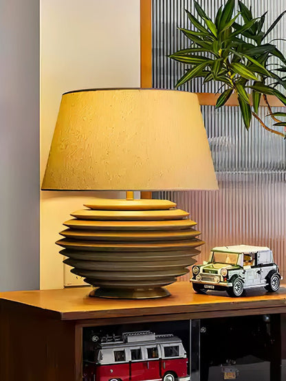 Cadence Table Lamp | Metal, Fabric, Wood | Grey Shade