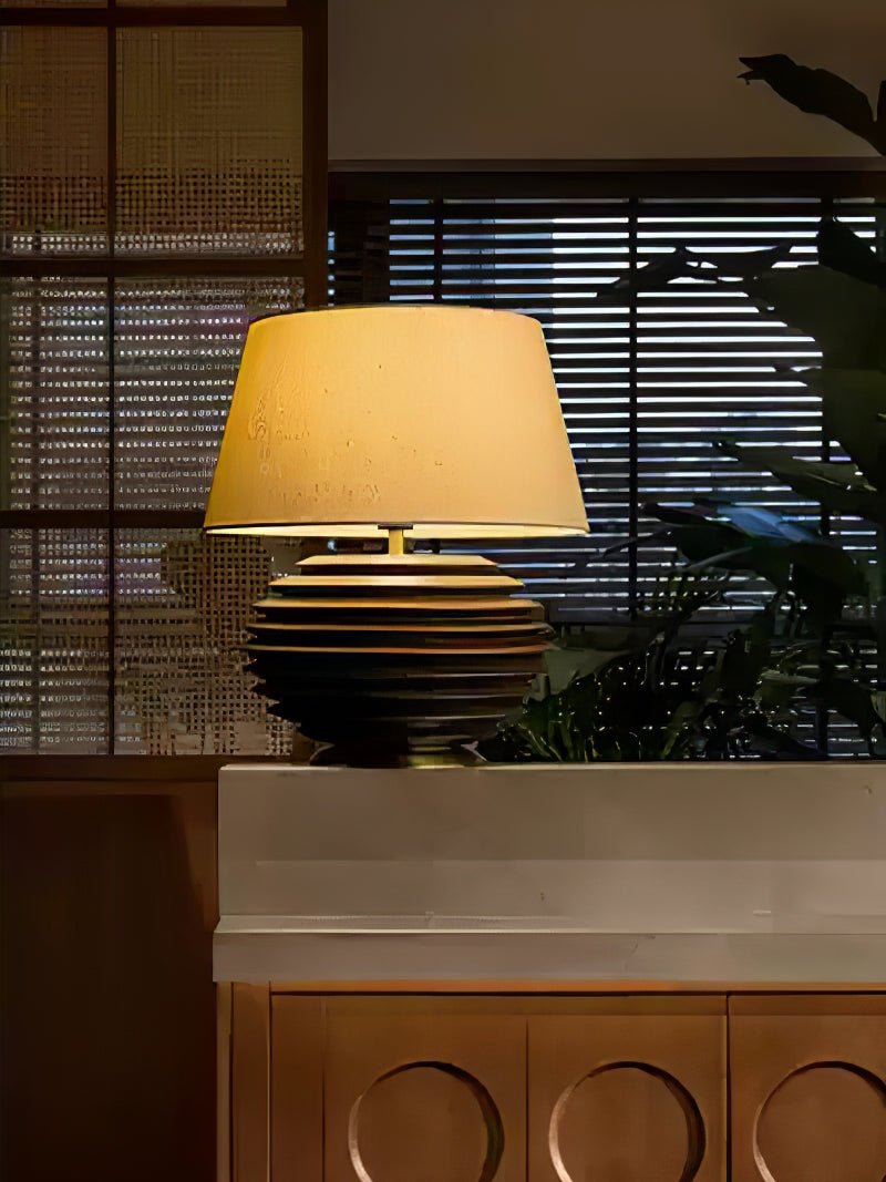 Cadence Table Lamp | Metal, Fabric, Wood | Grey Shade