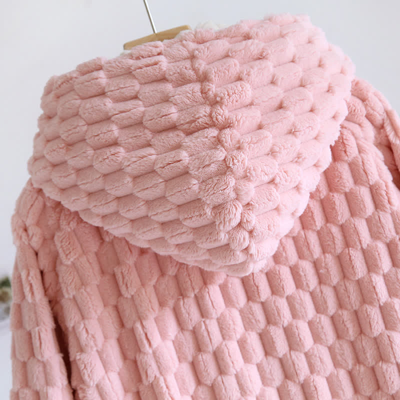 Hooded Bathrobe | Soft Microfiber Flannel | Solid Color
