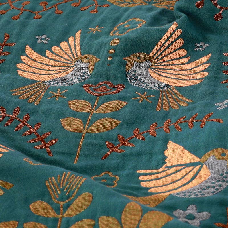 Boho Reversible Blanket | 100% Cotton | Floral and Bird Patterns