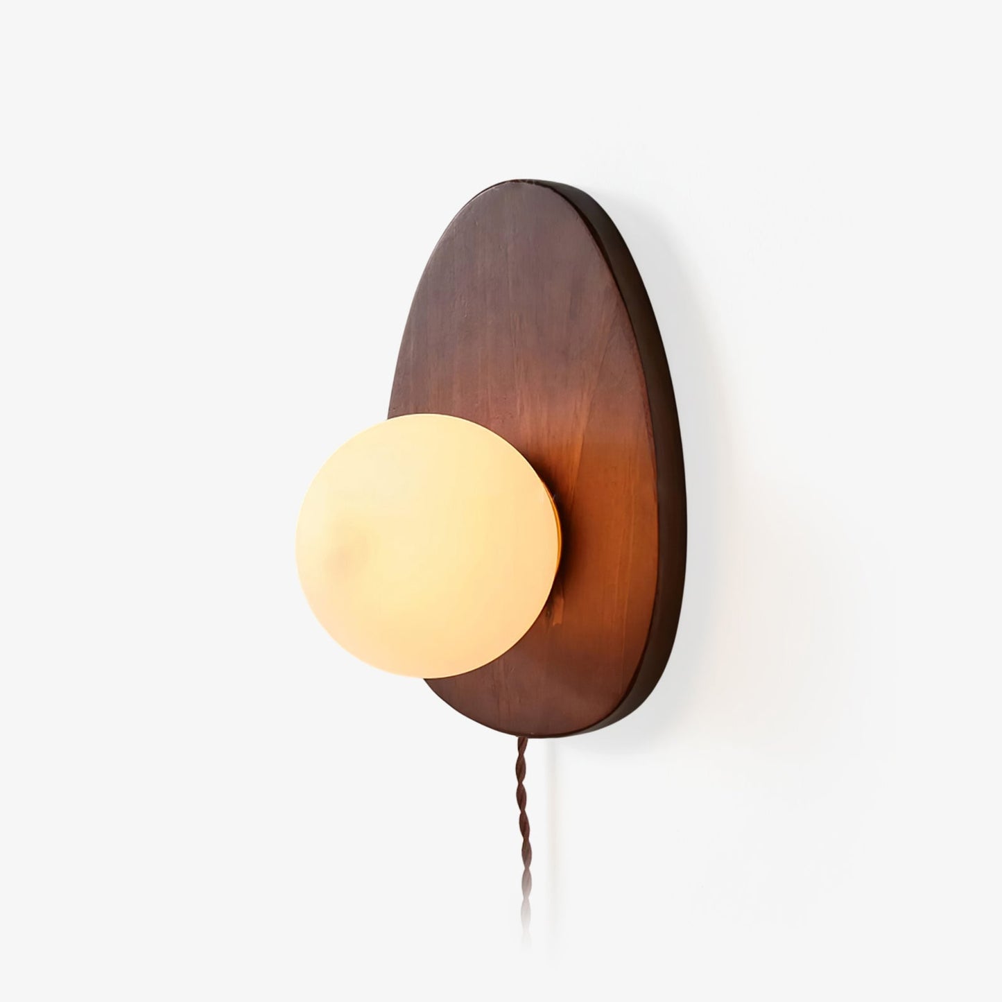 Walnut Wall Lamp | Wood & Glass | 18cm Diameter