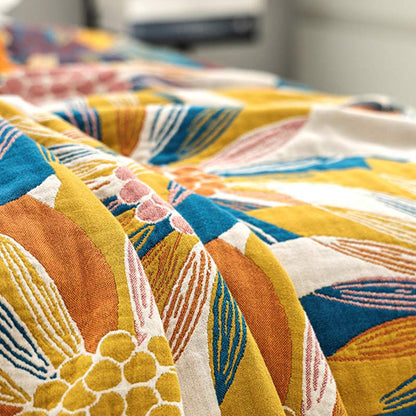 Cotton Quilt | Reversible Yellow Flower Print | Full/Queen Size