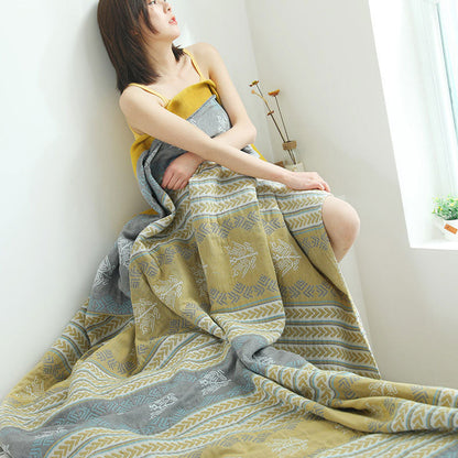 Cotton Reversible Quilt | Wheat Ear Print | Full/Queen Size