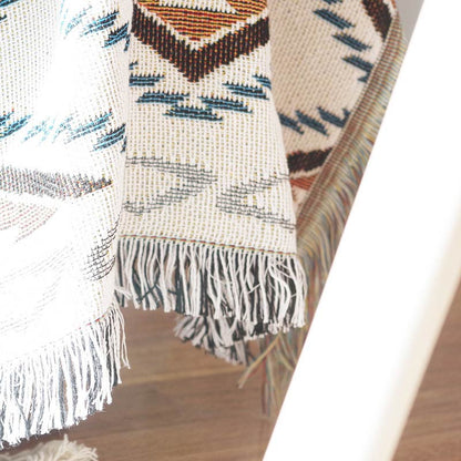 Bohemian Knitted Lounge Blanket | Cotton & Polyester | Reversible Design