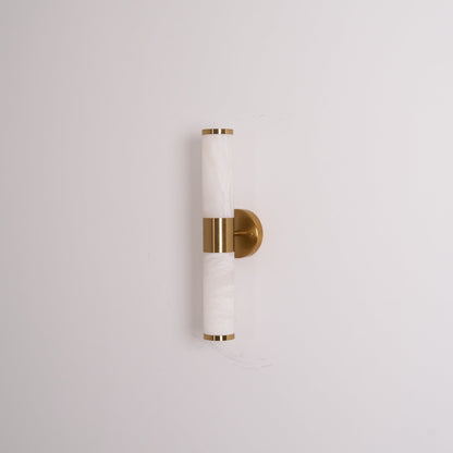 Alabaster Wall Lamp | Antique Brass Finish | White Shade