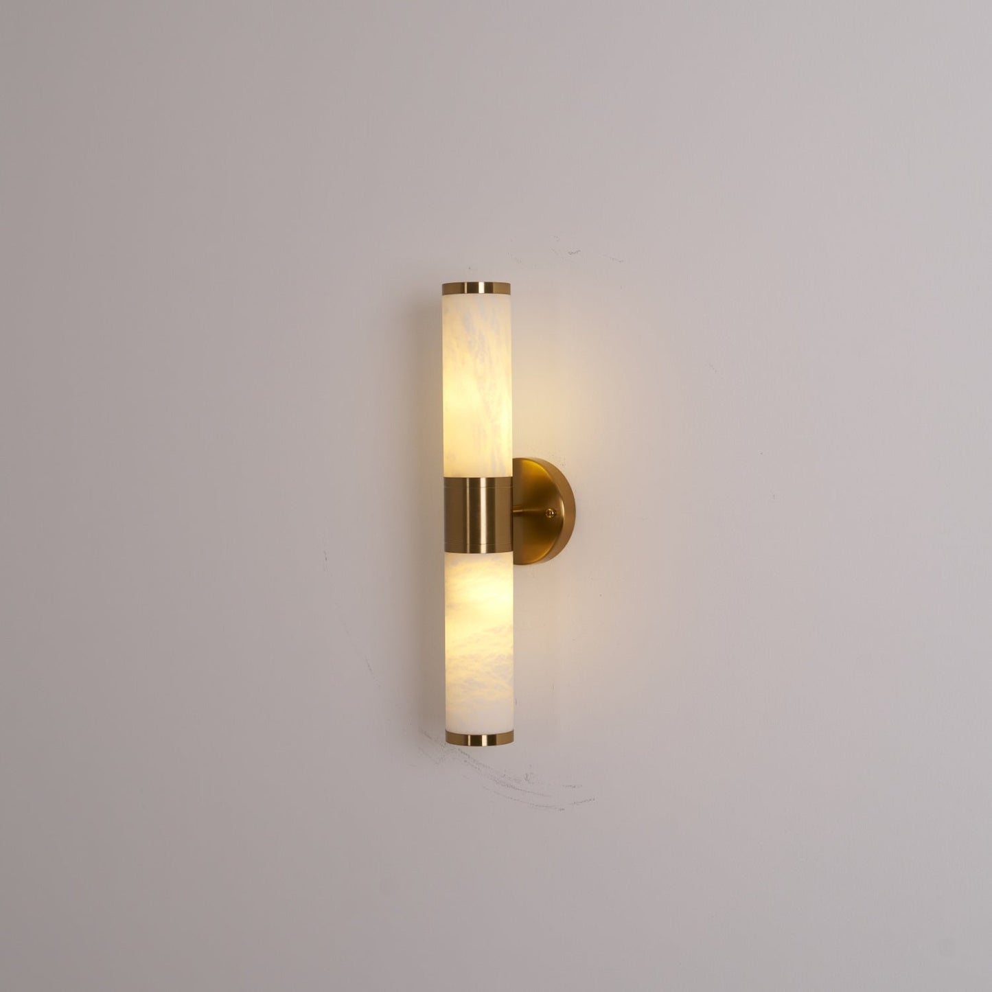 Alabaster Wall Lamp | Antique Brass Finish | White Shade