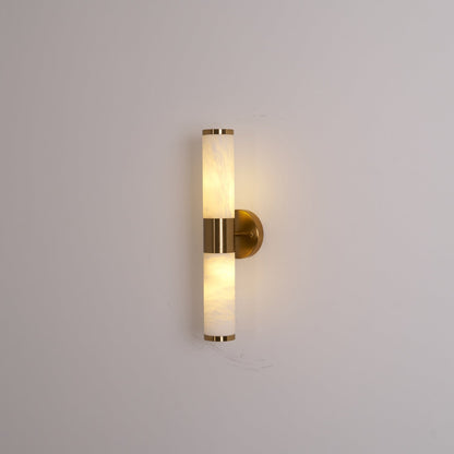 Alabaster Wall Lamp | Antique Brass Finish | White Shade