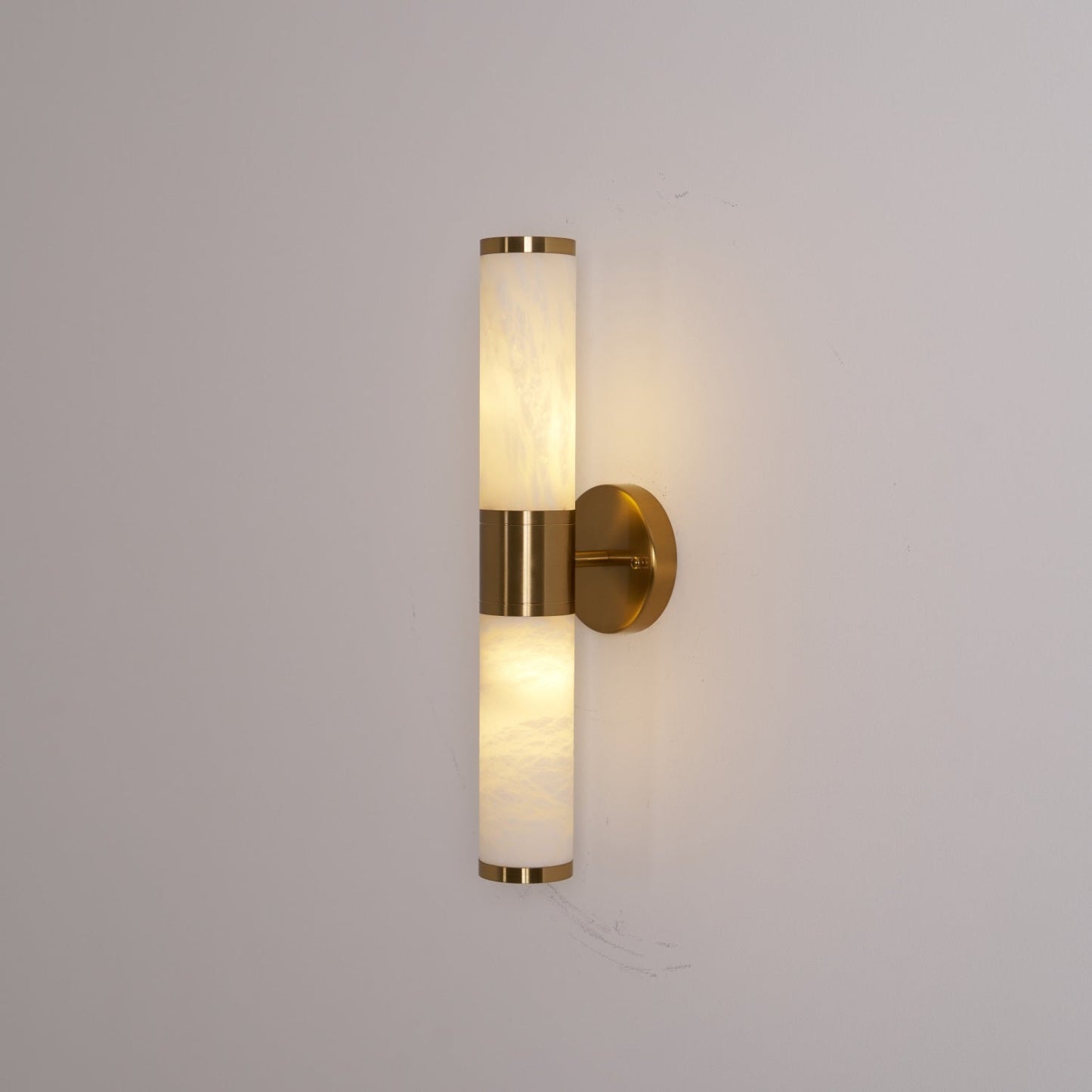 Alabaster Wall Lamp | Antique Brass Finish | White Shade
