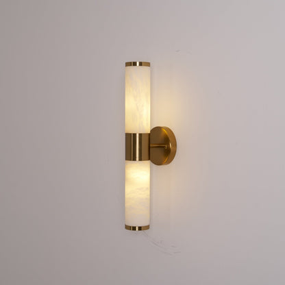 Alabaster Wall Lamp | Antique Brass Finish | White Shade