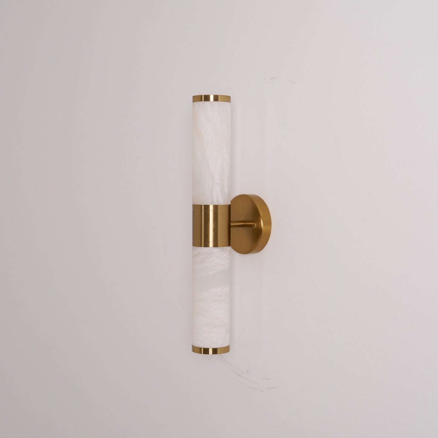 Alabaster Wall Lamp | Antique Brass Finish | White Shade