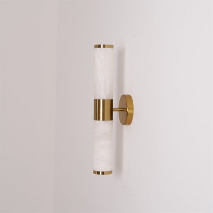 Alabaster Wall Lamp | Antique Brass Finish | White Shade