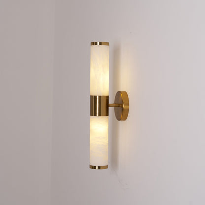 Alabaster Wall Lamp | Antique Brass Finish | White Shade