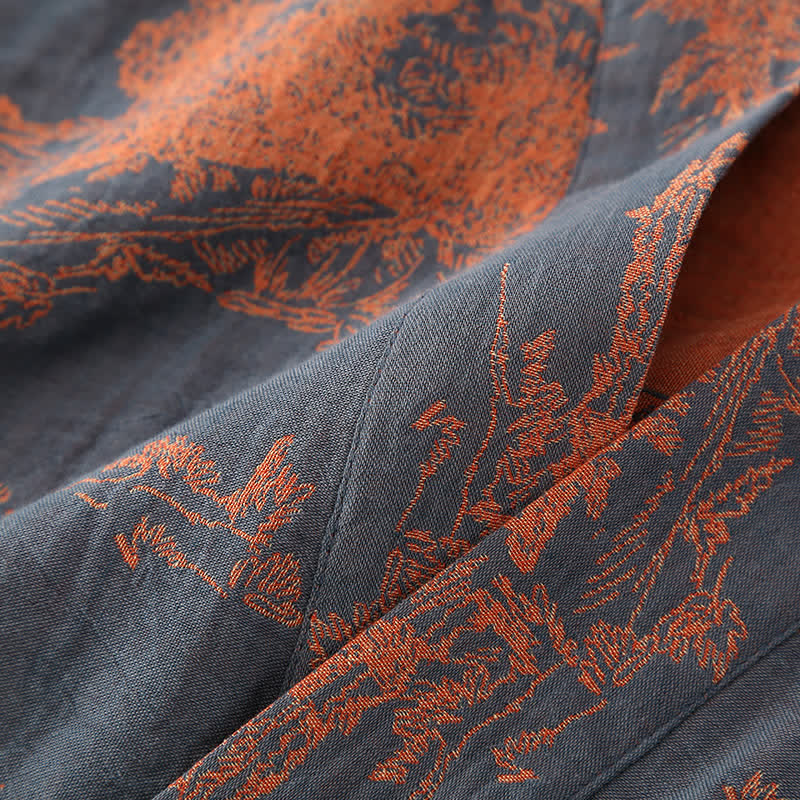 Natural Tree Print Bathrobe | Lightweight Pure Cotton | Unisex Design