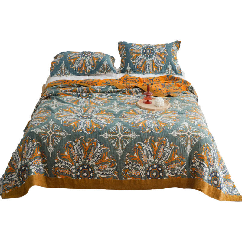 Floral Cotton Quilt | Organic Cotton | Dark Cyan