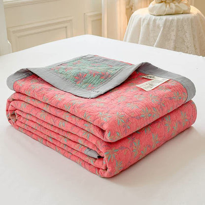 Pure Cotton Quilted Coverlet | Floral Design | Available in Full, Queen, King Sizes