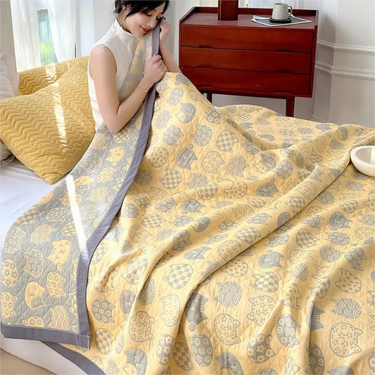 Cat Pattern Quilt Cover | 100% Organic Cotton | Gray, Full Size