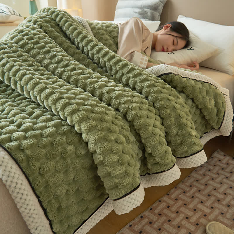 Thick Coral Fleece Throw Blanket | Reversible Polyester | Full/Queen Size