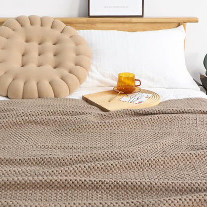 Knit Tassel Blanket | Soft Acrylic Fiber | Solid Color