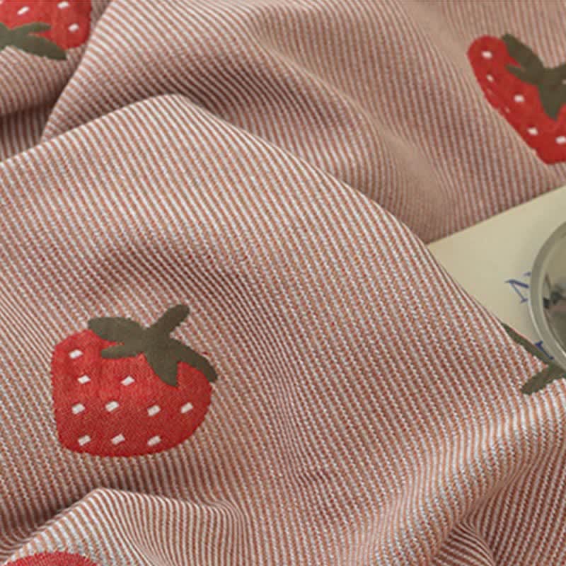 Pink Strawberry Cotton Gauze Quilt | Reversible Design | Full/Queen/King Options