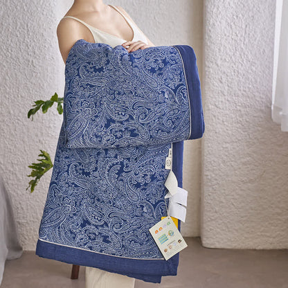 Retro Bedding Set | 100% Organic Cotton | Dark Blue, Queen Size