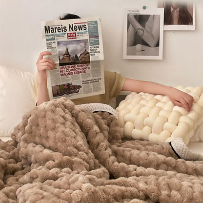 Thick Coral Fleece Throw Blanket | Reversible Polyester | Full/Queen Size