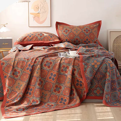 Cotton Quilt | Reversible Embroidered Petal Flower Pattern | Full, Queen, King Sizes