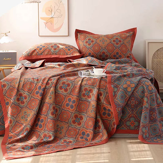 Cotton Quilt | Reversible Embroidered Petal Flower Pattern | Full, Queen, King Sizes