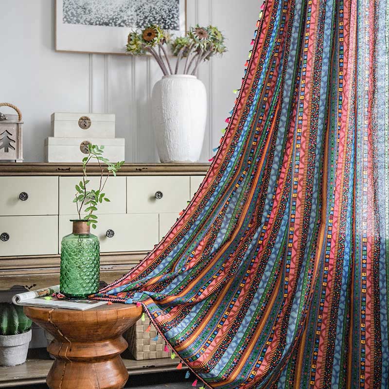 Boho Tassel Curtain | Cotton Blend | Semi-Blackout