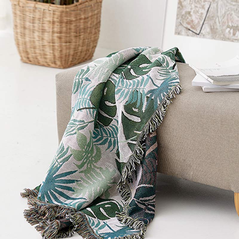 Palm Pattern Sofa Cover | Double-Sided Design | Multiple Sizes Available