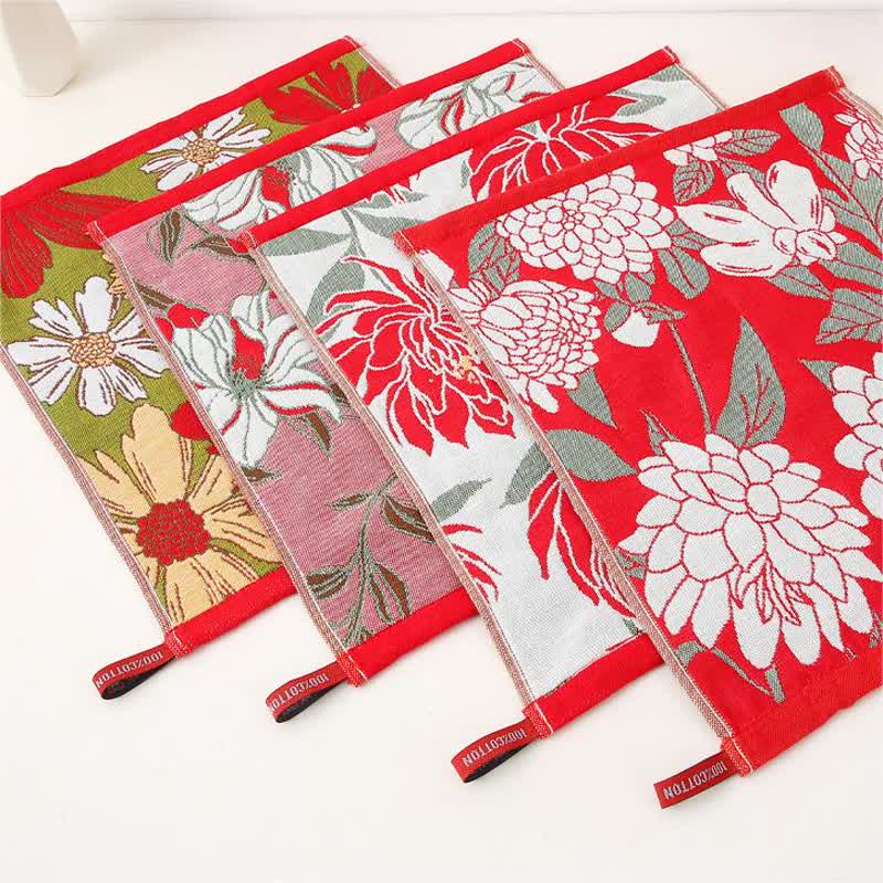 Hand Towels | Pure Cotton Floral Jacquard | Set of 2 or 4