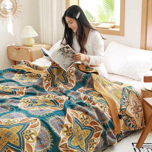 Cotton Reversible Quilt | Multicolor Lightweight Design | Available in Full, Queen, King Sizes