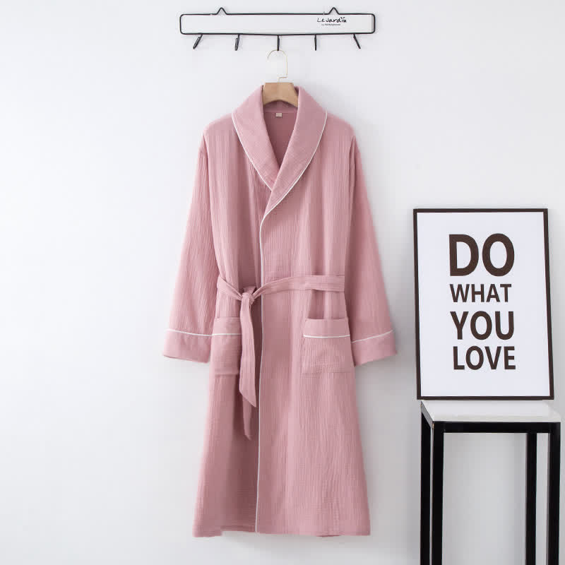 Solid Color Bathrobe | Pure Cotton | Loose-Fit Design
