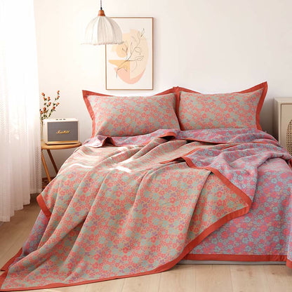 Floral Jacquard Cotton Quilt | Reversible Design | Full/Queen/King Sizes