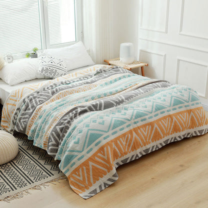 Lightweight Colorblock Cotton Bed Blanket | Soft & Cozy | Full/Queen Size