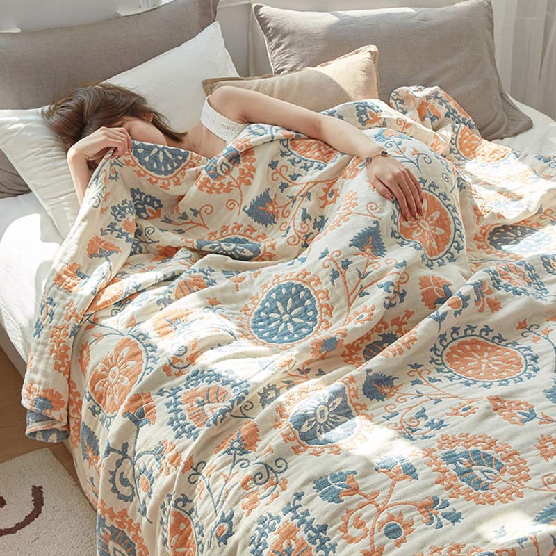 Cotton Quilt | Colorful Flower Print | Full/Queen Size