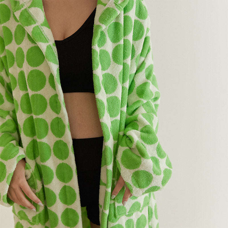 Hooded Bathrobe | Soft Cotton | Polka Dots Design