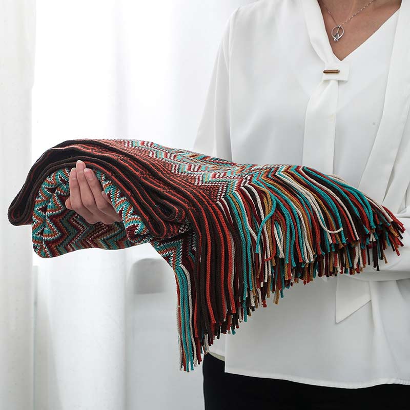 Striped Tassel Blanket | Soft Acrylic Fiber | Multiple Sizes