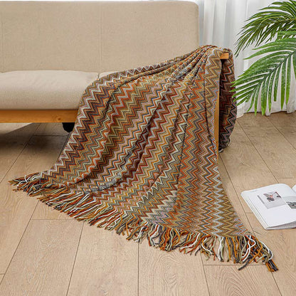 Striped Tassel Blanket | Soft Acrylic Fiber | Multiple Sizes