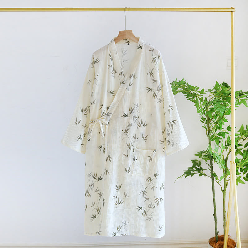 Cotton Bathrobe | Bamboo Print | Lightweight Comfort