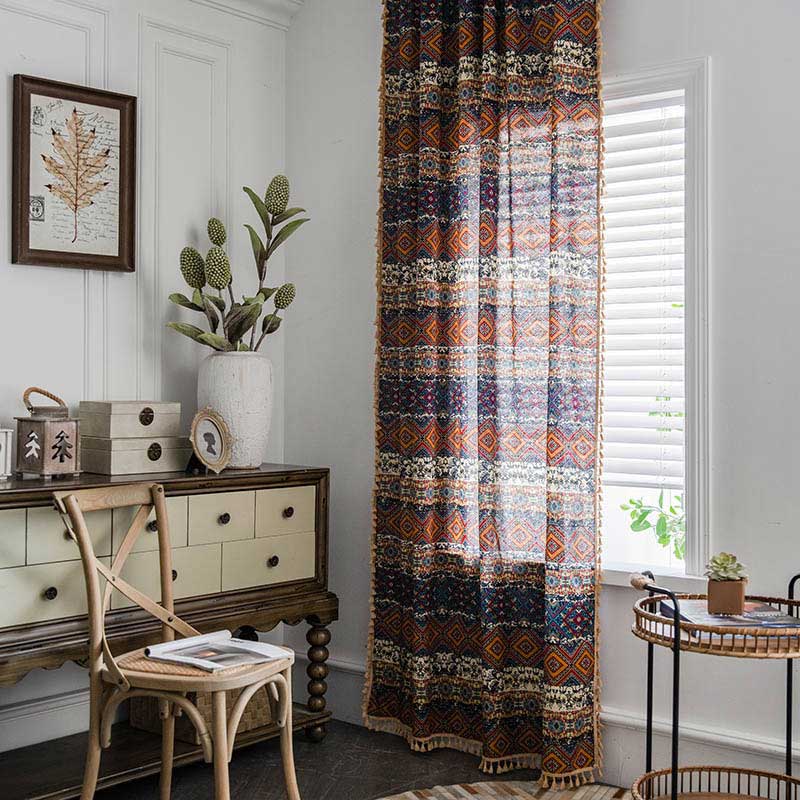 Boho Semi-Blackout Curtains | Cotton Blend Fabric | Colorful Drapes