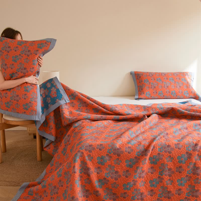 Cotton Gauze Quilt Set | Eco-Friendly Organic Cotton | Full/Queen Size with Pillow Towels