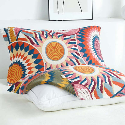 Reversible Cotton Pillow Towels | Bohemian Design | Set of 2
