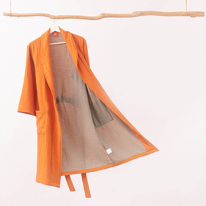 Cotton Gauze Bathrobe | Luxurious Softness | Solid Color