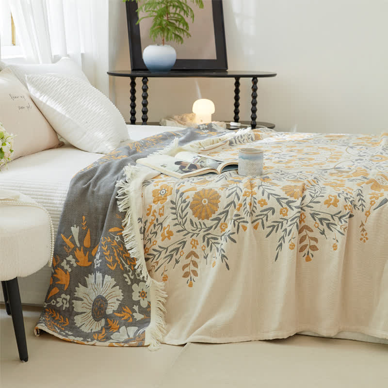 Double-sided Jacquard Floral Quilt | 100% Cotton | Full/Queen Size